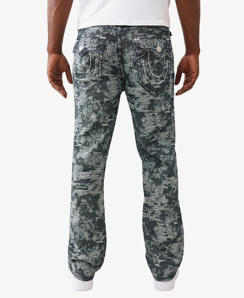 True Religion Men's Jacquard Bobby Super T Flap Baggy Jeans