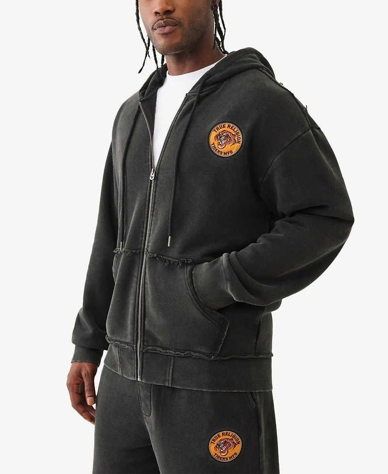 True Religion Men's Tiger Vintage Zip Up Sweatshirt