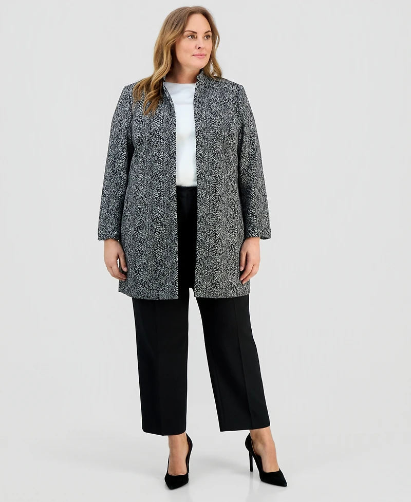 Kasper Plus Knit Jacquard Long Jacket