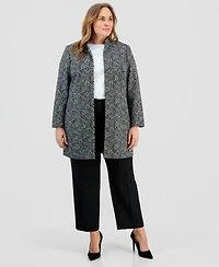 Kasper Plus Knit Jacquard Long Jacket