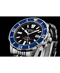 Stuhrling 1006 Men s Automatic Dive Watch Swiss Movement Black Dial Luminous Hands Unidirectional Bezel Stainless Steel Beaded Bracelet Date Window