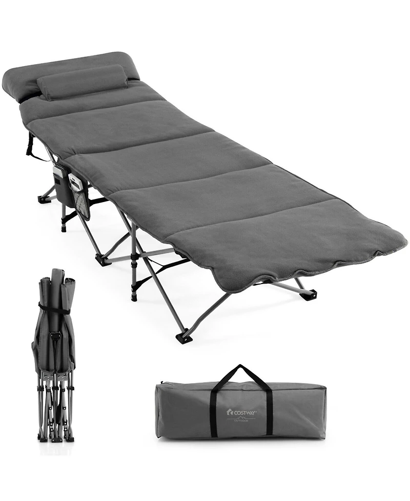 Folding Retractable Travel Camping Cot with Mattress and Carry Bag