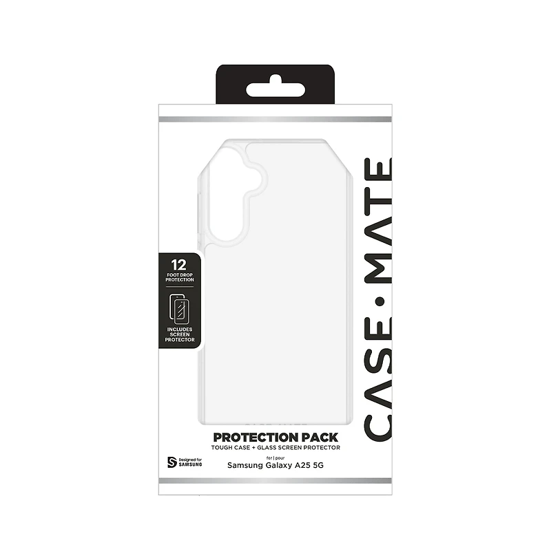 Case-Mate Protection Pack Tough Case and Glass Screen Protector for Samsung Galaxy A25 5G-Clear