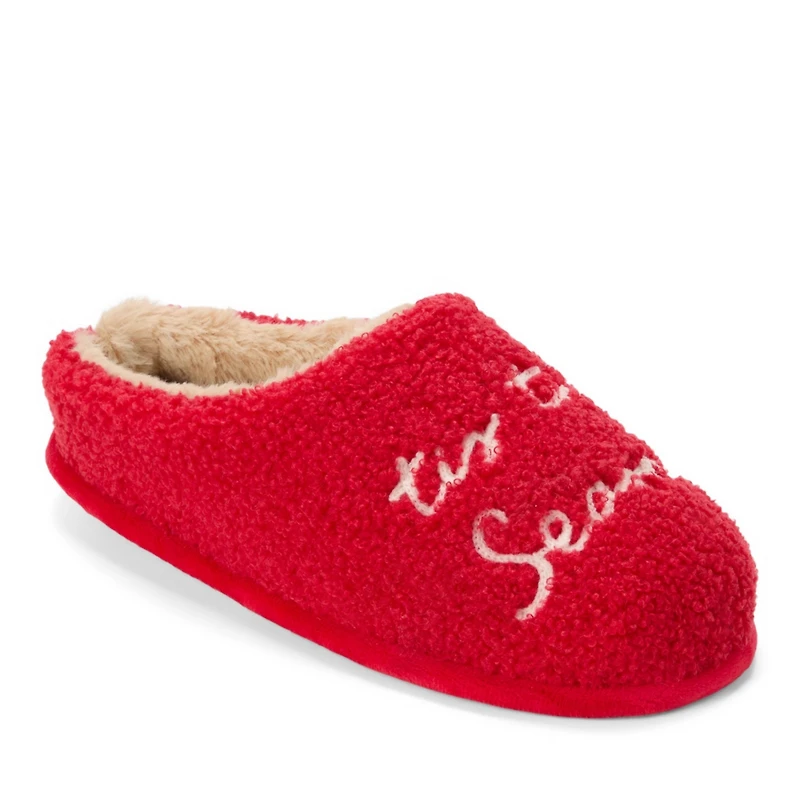 Dearfoams Women's Holiday Novelty Red Bows Clog Slipper