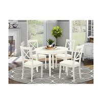 East West Furniture Dining Room Set Linen White