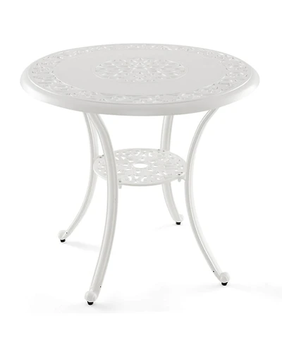 Gymax 31.5'' Round Patio Dining Table for 4 w/ 2'' Umbrella Hole Outdoor Side Table