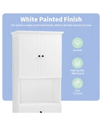 Casainc Tall Bathroom Cabinet with Four Doors, Large Storage Space & Open Shelves