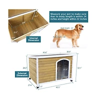 Aostirmotor Yellow Medium Wooden Outdoor Dog House with Adjustable Plastic Feet and Elevated Floor