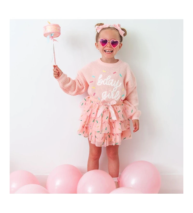 Sweet Wink Little and Big Girls Birthday Girl Sprinkle Knit Sweater