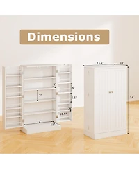 Gymax 41'' Tall Pantry Cabinet Kitchen Storage Cabinet w/ Doors & Adjustable Shelves