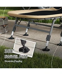 Camping Cot for Adults, Folding Bed with Soft Padded Cushions & Headrest, 180° Adjustable Reclining Lounger, Heavy Duty and Portable with a 400 l