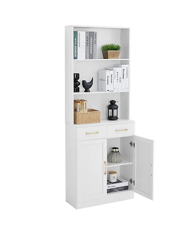 Casainc Bathroom Storage Cabinet, Two Doors, Drawers, Adjustable Shelf & Three Open Shelves