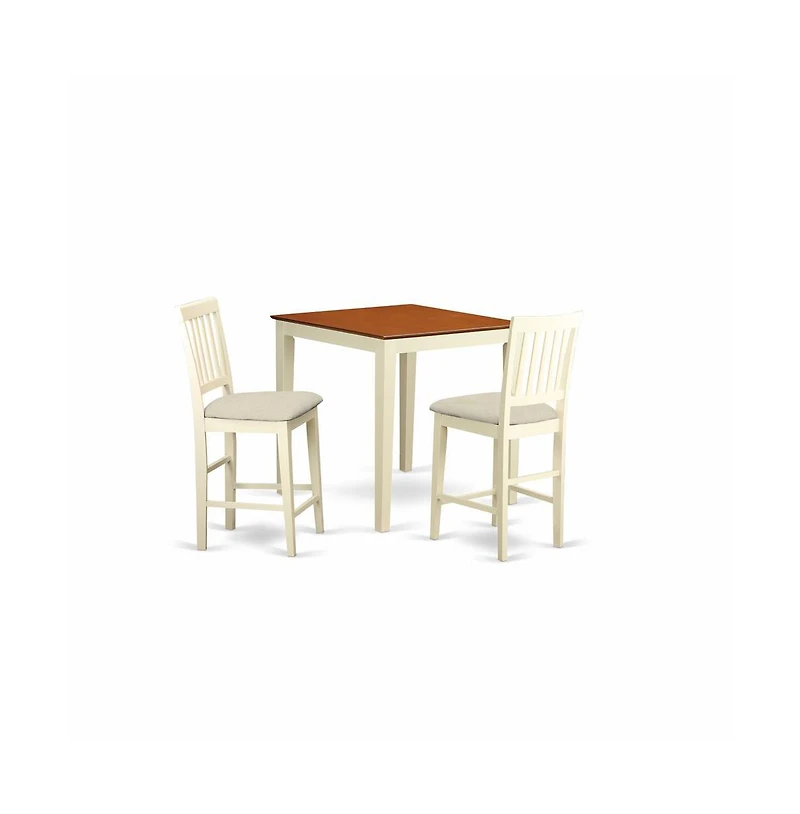 East West Furniture 3 Pc counter height Table and chair set-pub Table and 2 Kitchen bar stool