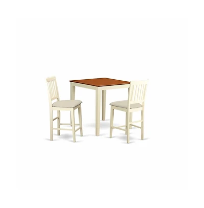 East West Furniture 3 Pc counter height Table and chair set-pub Table and 2 Kitchen bar stool