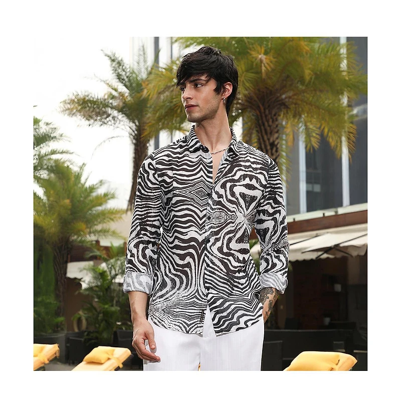 Campus Sutra Men's Zebra-Kaleidoscopic Shirt