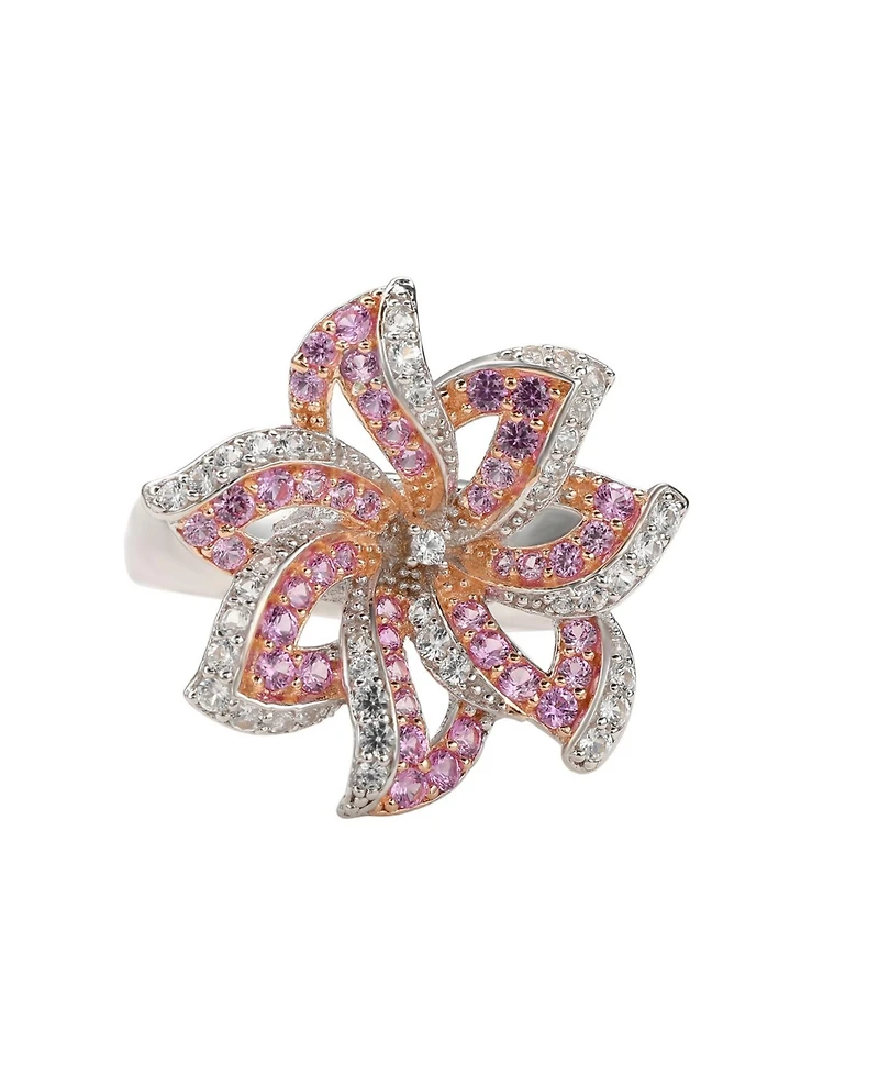 Suzy Levian New York Levian Sterling Silver Sapphire & Created White Sapphire Flower Ring