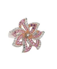 Suzy Levian New York Levian Sterling Silver Sapphire & Created White Sapphire Flower Ring