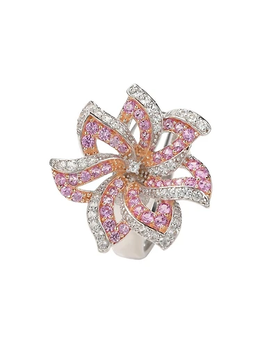 Suzy Levian New York Levian Sterling Silver Sapphire & Created White Sapphire Flower Ring