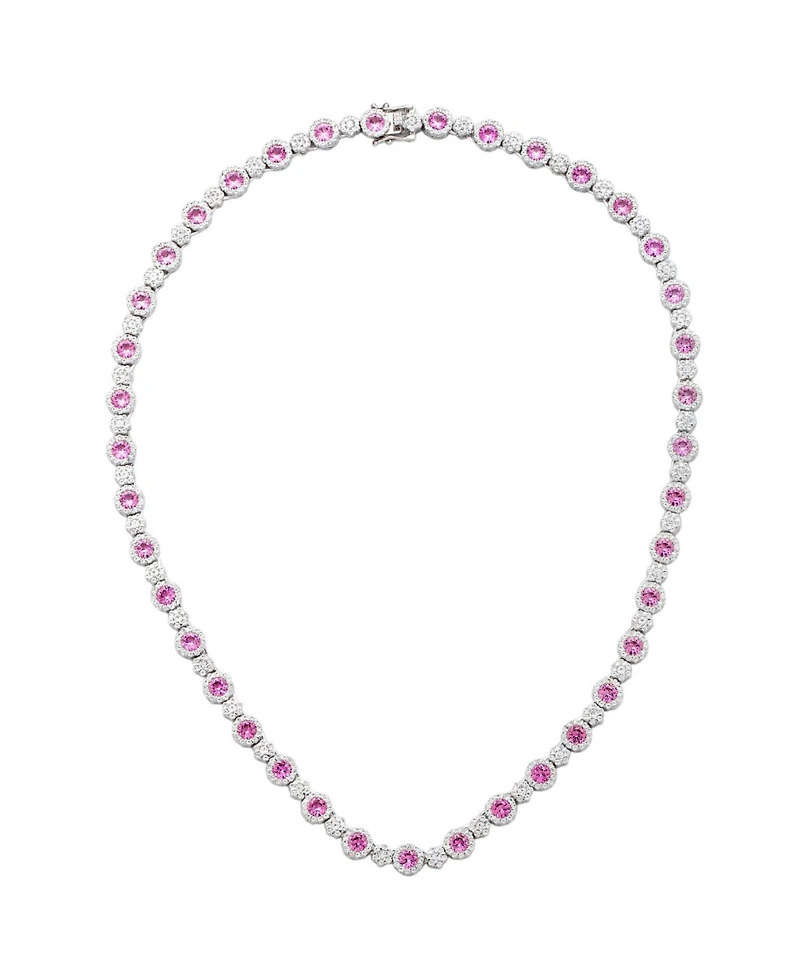Suzy Levian New York Suzy Levian Sterling Silver Sapphire & Created White Sapphire Tennis Necklace