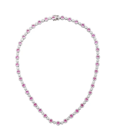 Suzy Levian New York Suzy Levian Sterling Silver Sapphire & Created White Sapphire Tennis Necklace