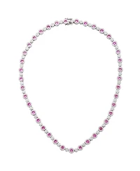 Suzy Levian New York Suzy Levian Sterling Silver Sapphire & Created White Sapphire Tennis Necklace