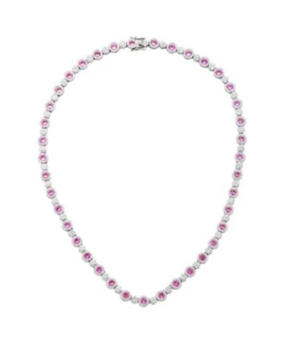Suzy Levian New York Suzy Levian Sterling Silver Sapphire Created White Sapphire Tennis Necklace