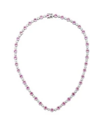 Suzy Levian New York Suzy Levian Sterling Silver Sapphire Created White Sapphire Tennis Necklace
