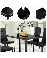 Gymax 5 Piece Table Chair Kitchen Dining Set Furniture Glass Metal