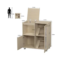 Aostirmotor 31.50 L x 15.75 W x 34.65 H Small Animal Cage 4 Tier Wood Acrylic Windows Storage