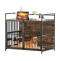 Aostirmotor 41 in. Indoor Heavy Duty Sturdy Dog Crate Furniture-Style Cages for Large Dogs