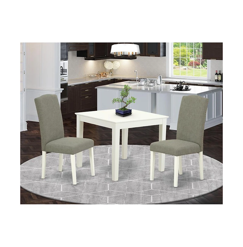 East West Furniture Dining Room Set Linen White