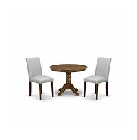 East West Furniture 3 Piece Dining Room Table Set
