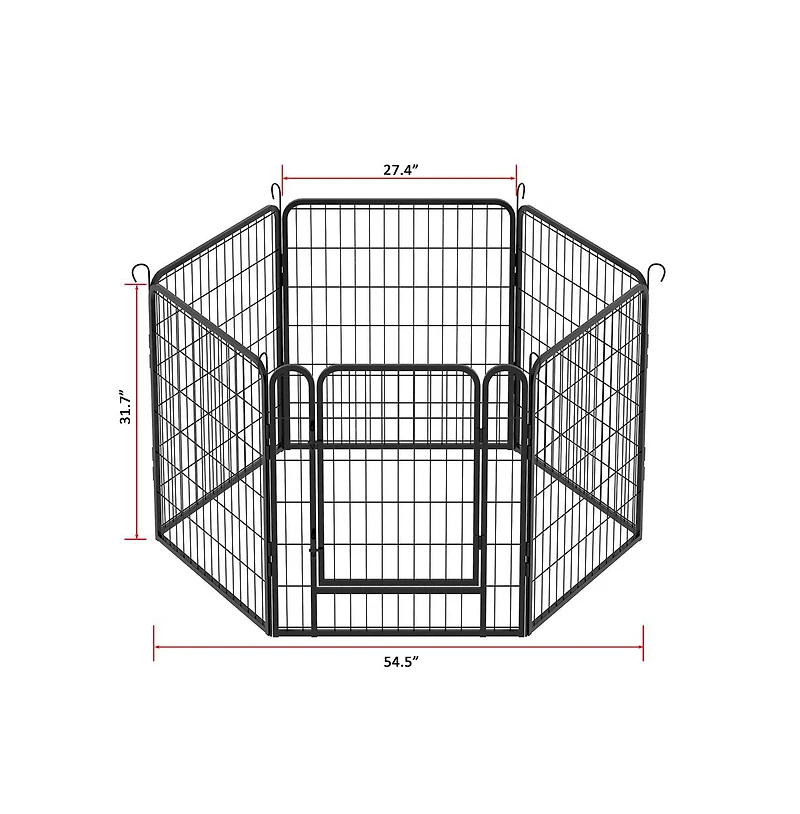 Aostirmotor Black Panels 31.7 in H. Heavy Duty Metal Pet Exercise Pen with Door for Outdoor