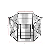Aostirmotor Black Panels 31.7 in H. Heavy Duty Metal Pet Exercise Pen with Door for Outdoor