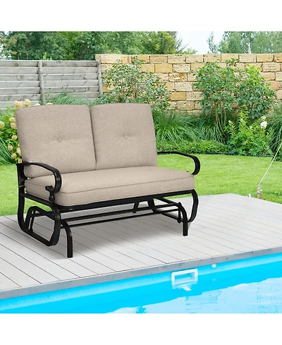 Costway 2-Person Outdoor Swing Glider Chair Bench Loveseat Cushioned Sofa