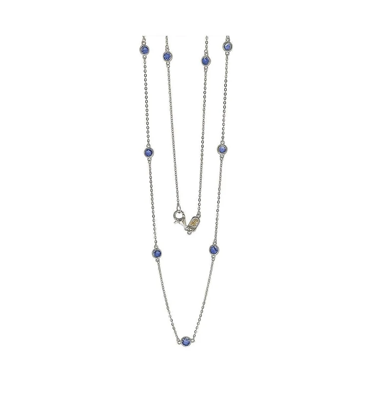 Suzy Levian New York Sterling Silver 1.80cttw Sapphire Station Necklace