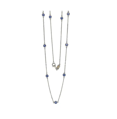 Suzy Levian New York Sterling Silver 1.80cttw Sapphire Station Necklace