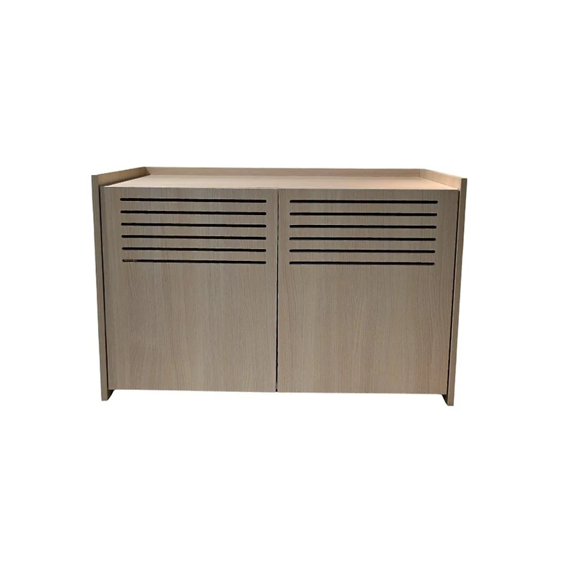 Aostirmotor Beige Brown Wood Cat House Cat Litter Box Enclosure with Scratching Pad