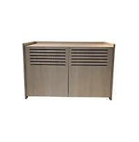 Aostirmotor Beige Brown Wood Cat House Cat Litter Box Enclosure with Scratching Pad