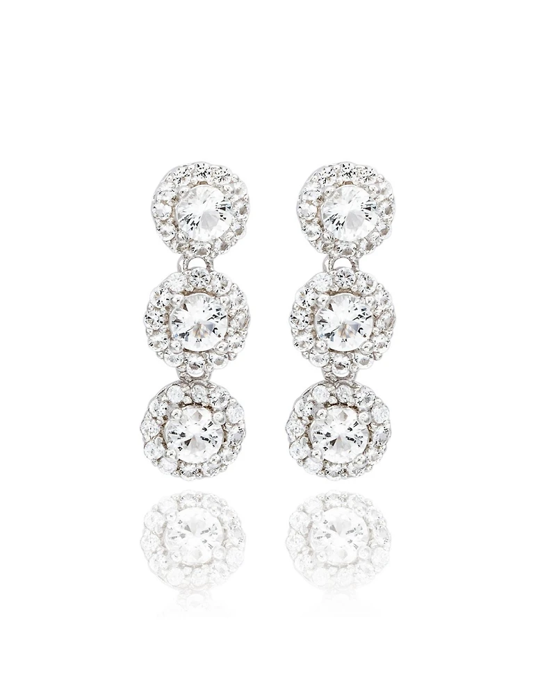 Suzy Levian Sterling Silver White Topaz Circle Dangle Earrings