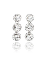 Suzy Levian Sterling Silver White Topaz Circle Dangle Earrings