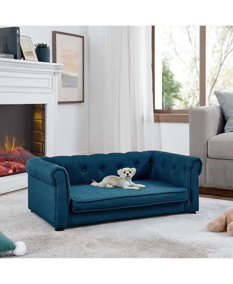 Aostirmotor Elevated Dog Sofa Bed Modern Design for Small Dogs Blue
