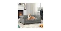Aostirmotor Elevated Dog Sofa Bed Linen for Small Medium Dogs Light Grey