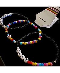 Rebl Jewelry 3-Piece Rainbow Beaded Stretch Bracelet Set Ally and Safe With Me