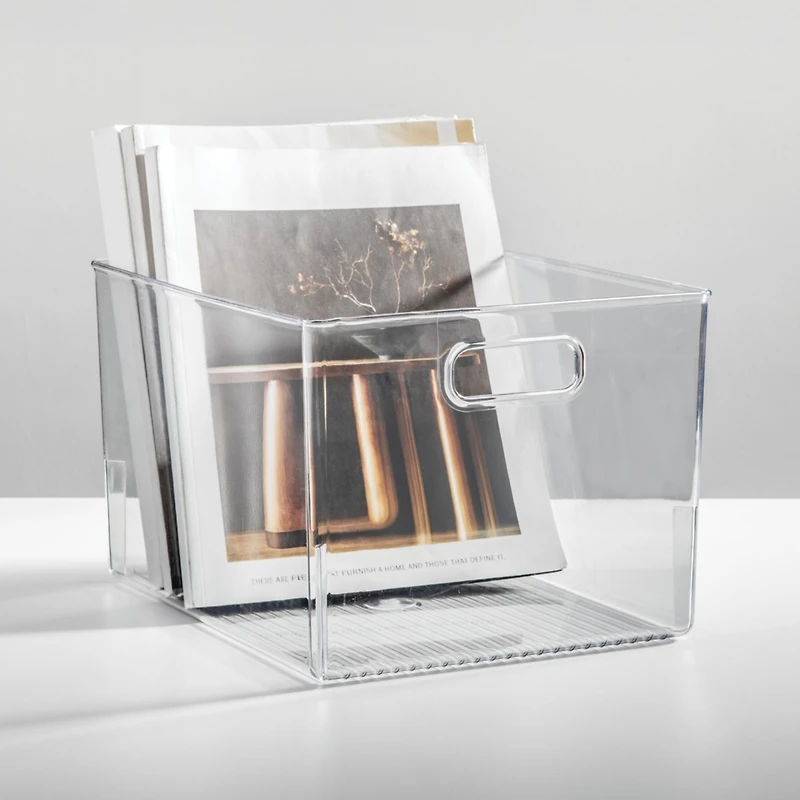 mDesign Plastic Storage Bin with Handles - Set of 8 - Clear - Made in Usa