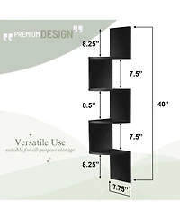 Sorbus 5-Tier Zig Zag Floating Corner Wall Bookshelf Unit - (40" Tall) for Living Room, Bedroom, Office, & More Space-Saving Storage Solution