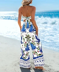 Cupshe Women's Boho Printed Halter Wide-Leg Jumpsuit