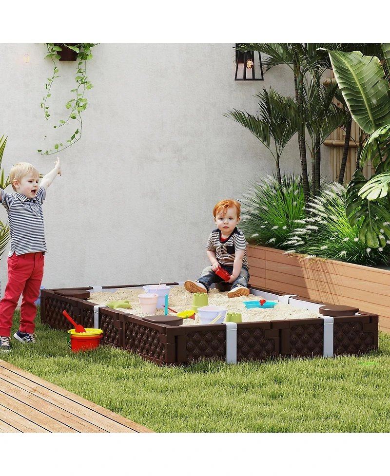 Qaba Recgular Kids box with Cover, 4 Seats, Bottom Liner,