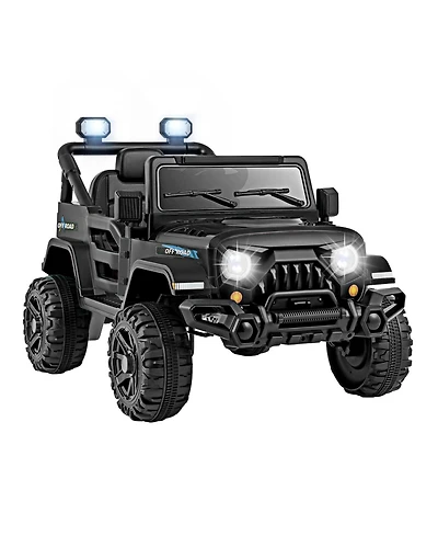 Akiudex 12V Kids Ride-On Truck Car with Remote Control, Threaded Wheels, and 3 Speeds - Black