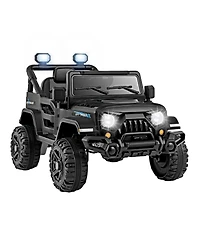 Akiudex 12V Kids Ride-On Truck Car with Remote Control, Threaded Wheels, and 3 Speeds - Black